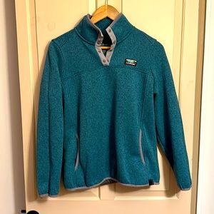 Llbean 3/4 button pullover medium teal turquoise